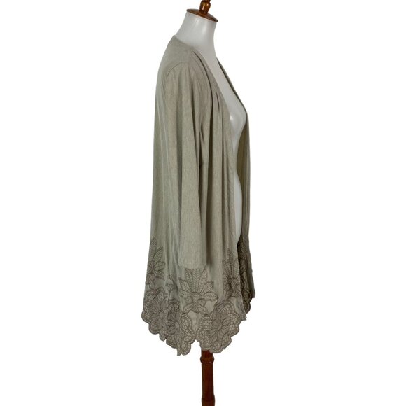 Soft Surroundings XL Tan Drape Open Front Long Sleeve Cardigan Layering - Picture 4 of 7
